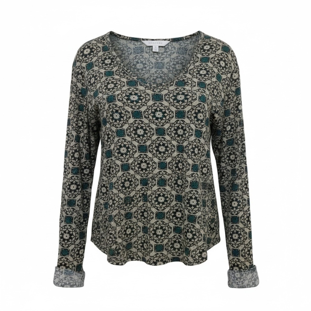 BDG  Medium Weight Long Sleeve Shirt w Stretch Green/Gray/Gold